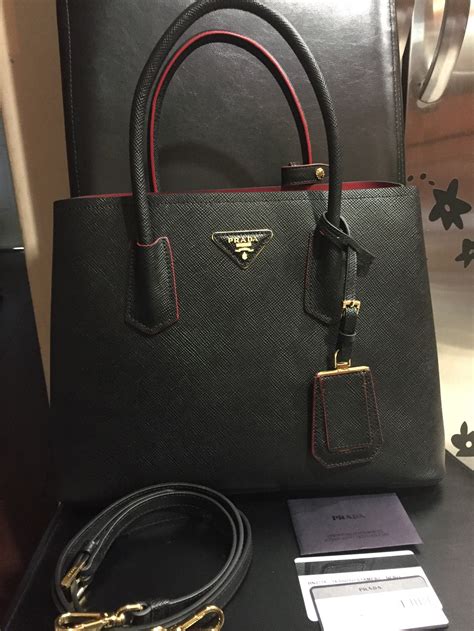 prada double pochette|authentic Prada bags.